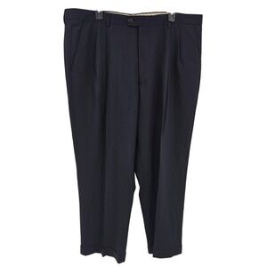 Zignone Dress Pants Mens 42 Black Pure New Wool High Twist Pleated Made in Italy